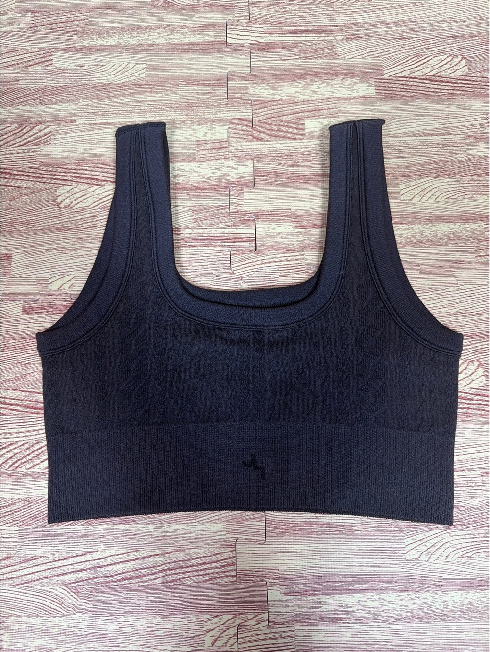 JoyLab Brown Geometric Knit Longline Sports Bra Scoop Neck Crop Top